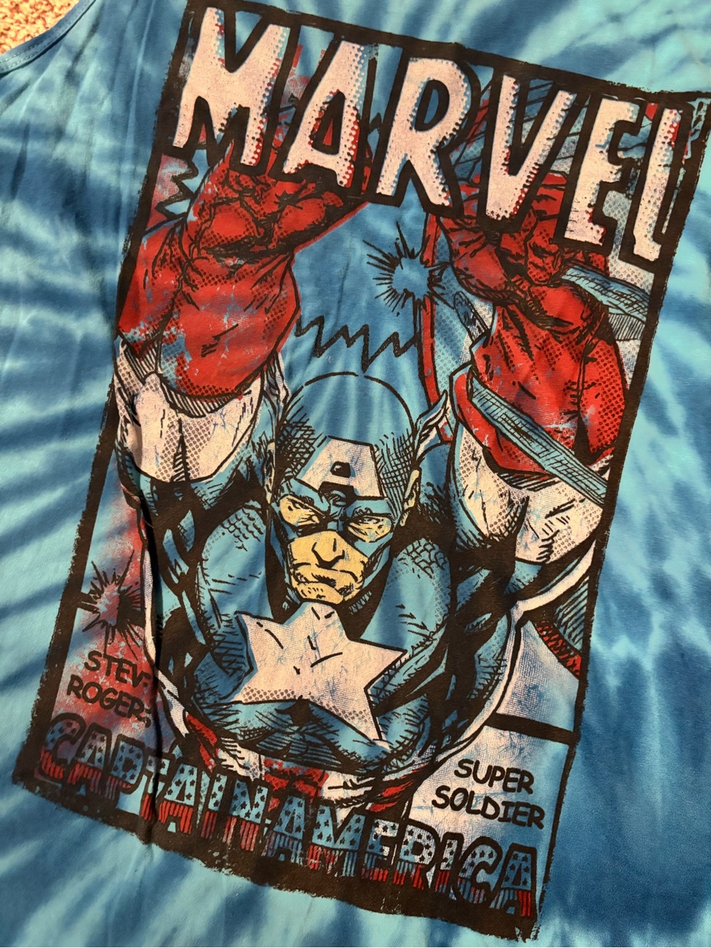 Marvel Blue Tie-Dye Captain America Graphic Tank Top - Picture 3 of 4